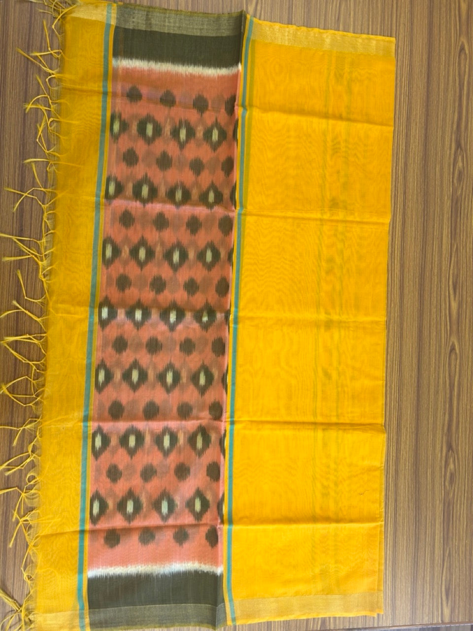 10% Discount!! Kaitharikada Traditional Kerala Style - Cotton Silk Churidar Suit Material - Multi colour Pochampally design - 3KK4002KHA
