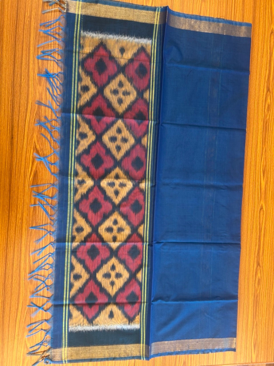 10% Discount!! Kaitharikada Traditional Kerala Style - Cotton Silk Churidar Suit Material - Multi colour Pochampally design - 1KK4002KHA