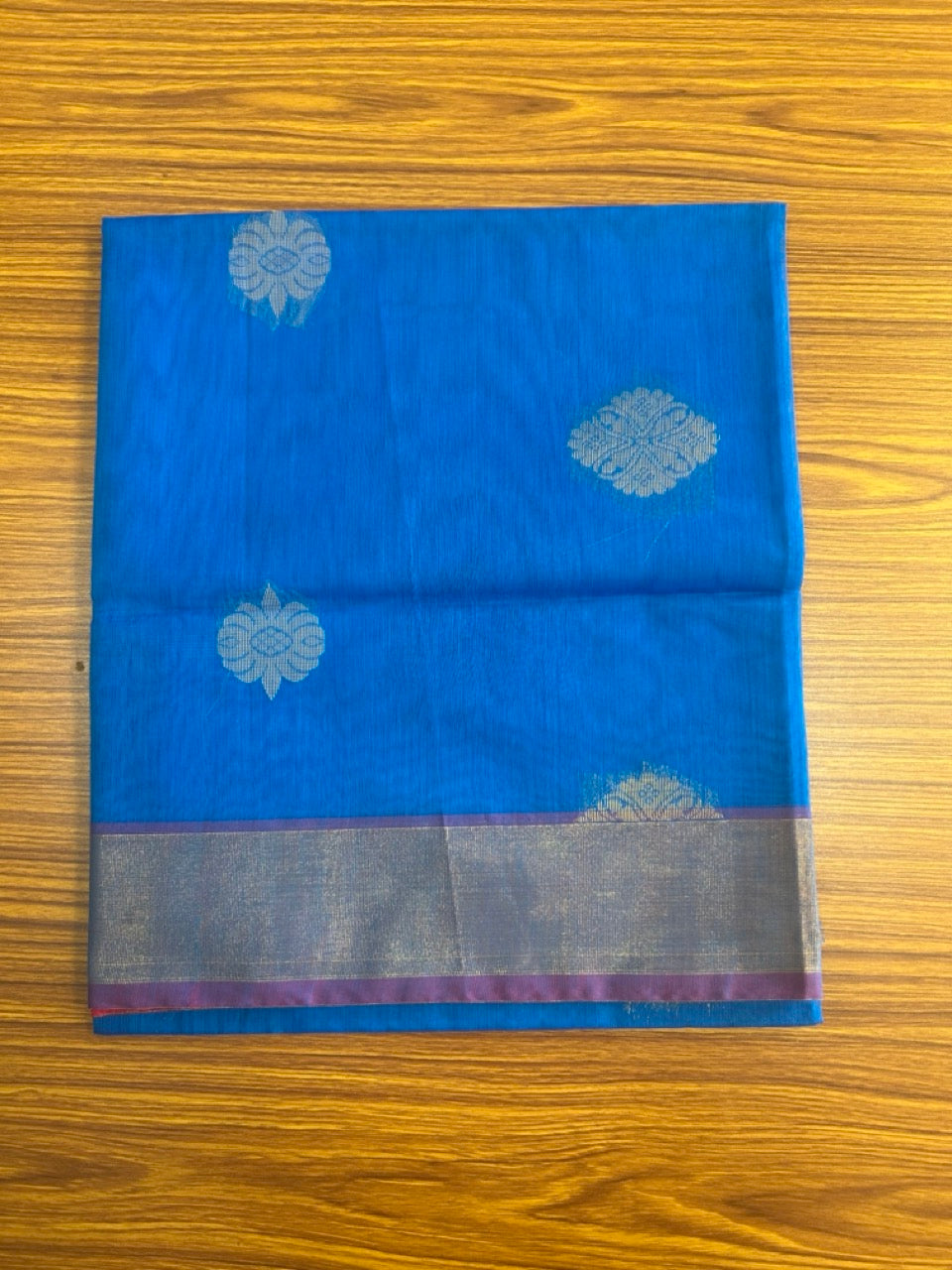 10% Discount!! Kaitharikada Traditional Kerala Style - COTTON SILK Churidar Suit Material - Royal Blue ,Purple & Pink kasav Design - 6KK4003KHA