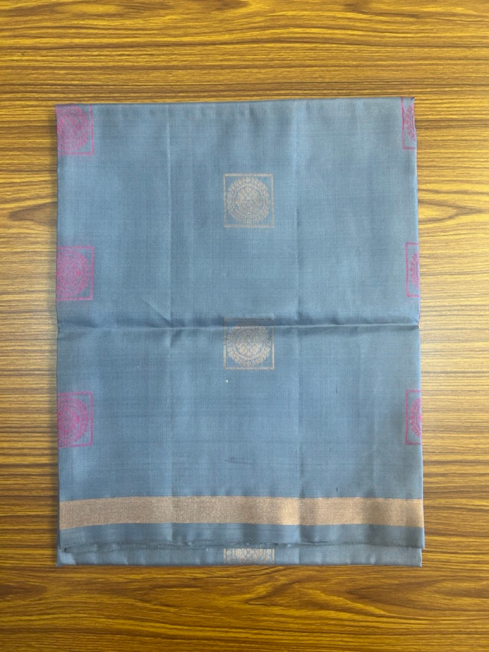 10% Discount!!! Kaitharikada Traditional Kerala Style - PURE SILK Churidar Suit Material - Ash Blue ,Sand Brown & Pink kasav Design - 13KK4003KHA