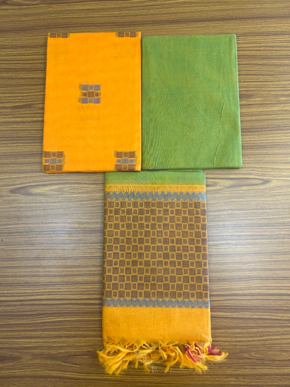 10% Discount!! Kaitharikada Traditional Kerala Style - Cotton Churidar Suit Material - Multi colour with Square design - 1KK4003KHA
