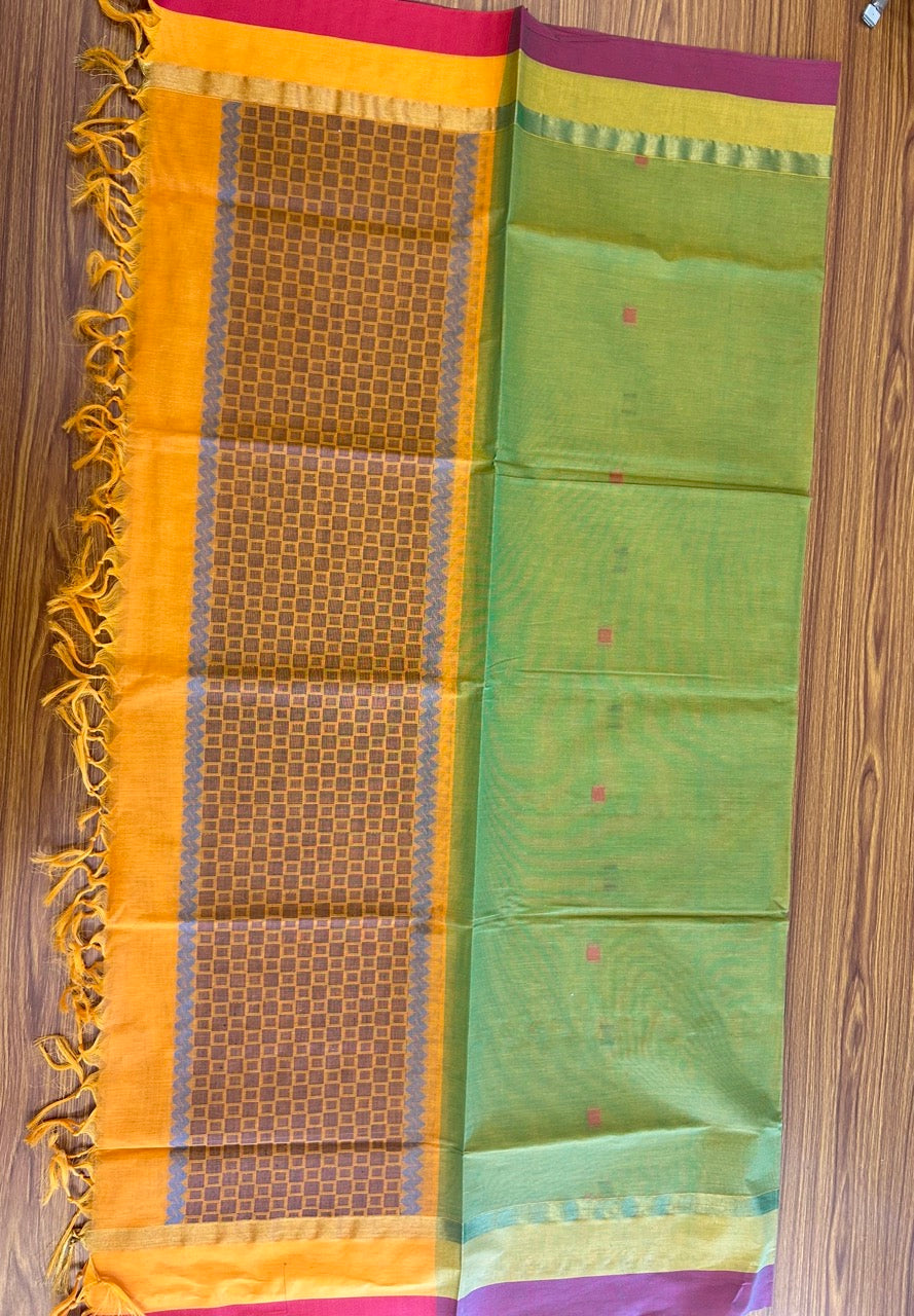 10% Discount!! Kaitharikada Traditional Kerala Style - Cotton Churidar Suit Material - Multi colour with Square design - 1KK4003KHA