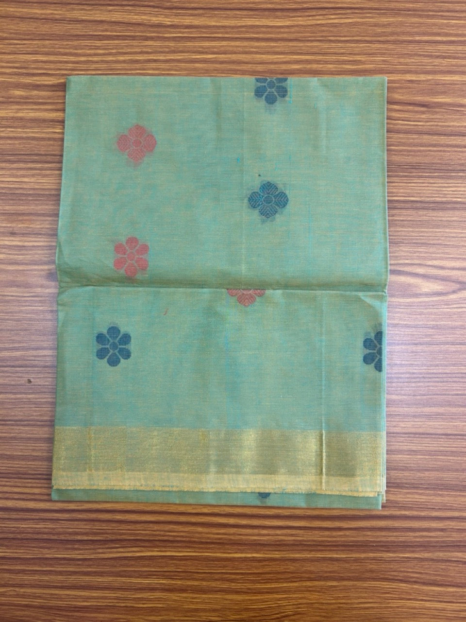 10% Discount!! Kaitharikada Traditional Kerala Style - Cotton Churidar Suit Material - Multi colour with Flower design - 2KK4003KHA