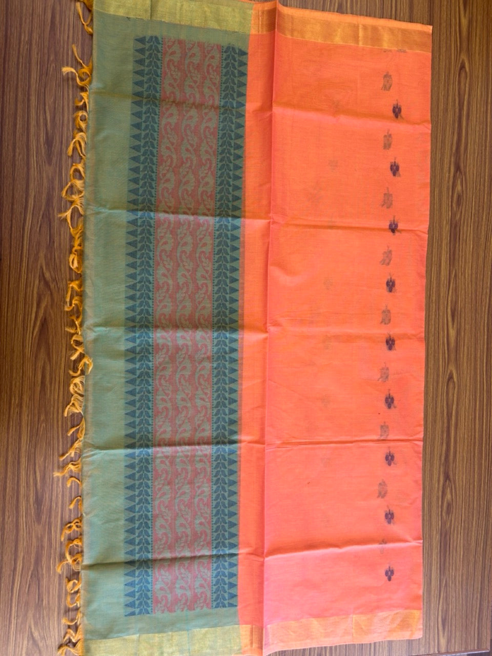 10% Discount!! Kaitharikada Traditional Kerala Style - Cotton Churidar Suit Material - Multi colour with Flower design - 2KK4003KHA