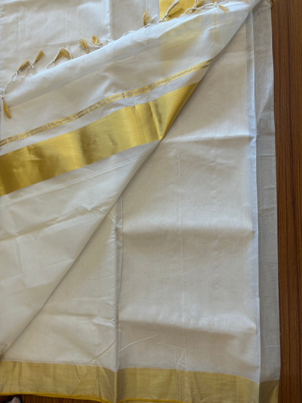 25% Discount KaithariKada HANDLOOM Unakkupaav Balaramapuram Kerala Saree for Women- 100% PURE COTTON - GOLD KASAVU PULIYILAKKARA Chutty KARA - 5KK1009ABH