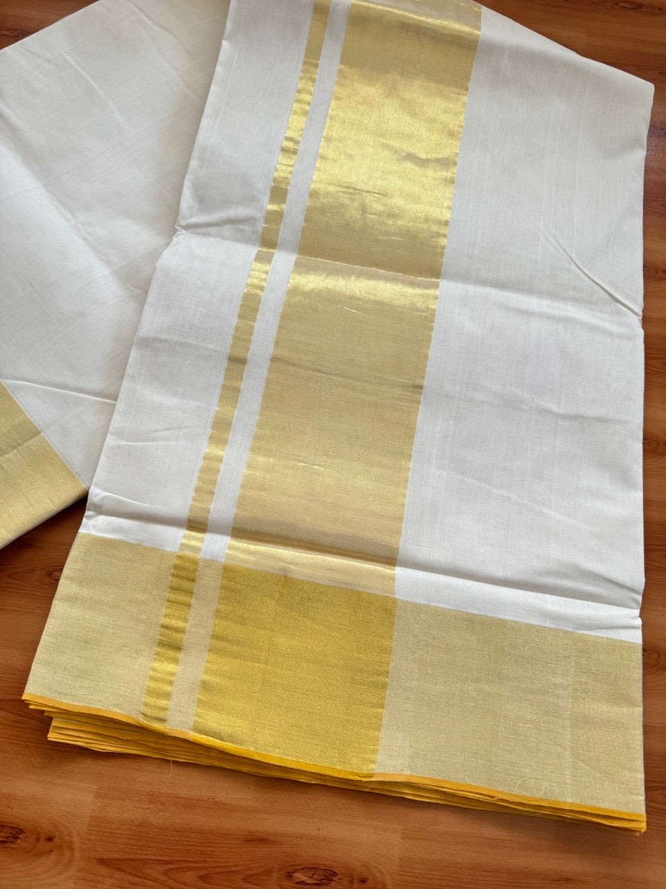 25% Discount KaithariKada Handloom Unakkupaav Balaramapuram Kerala Saree for Women - 100% Pure Cotton - 4 inch Gold Kasav Kara - 1 KK7002 ABH