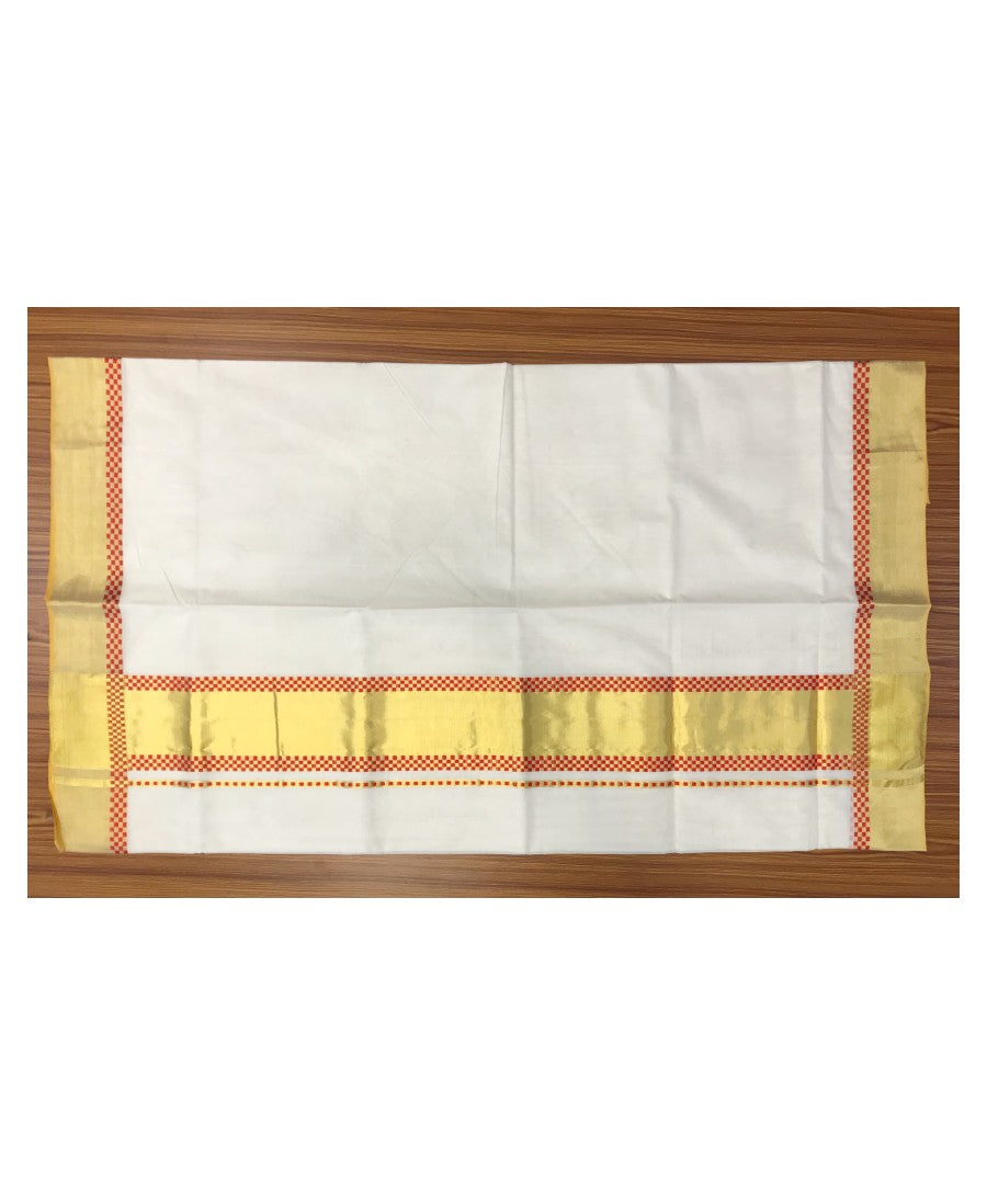 KaithariKada HANDLOOM UNAKKUPAAV Balaramapuram Kerala Saree for Women- 100% PURE Cotton- 6 Inch Red & Gold Kasavu Kara - 5 .