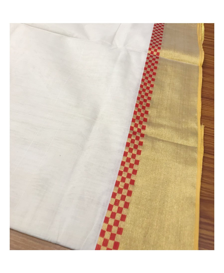 KaithariKada HANDLOOM UNAKKUPAAV Balaramapuram Kerala Saree for Women- 100% PURE Cotton- 6 Inch Red & Gold Kasavu Kara - 5 .