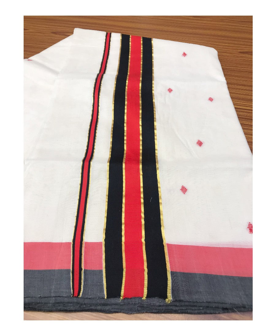 20% Discount !! KaithariKada HANDLOOM UNAKKUPAAV Balaramapuram Kerala Saree for Women- 100% PURE Cotton - 4.5inch Black & Red Kasavu Kara - 10 .