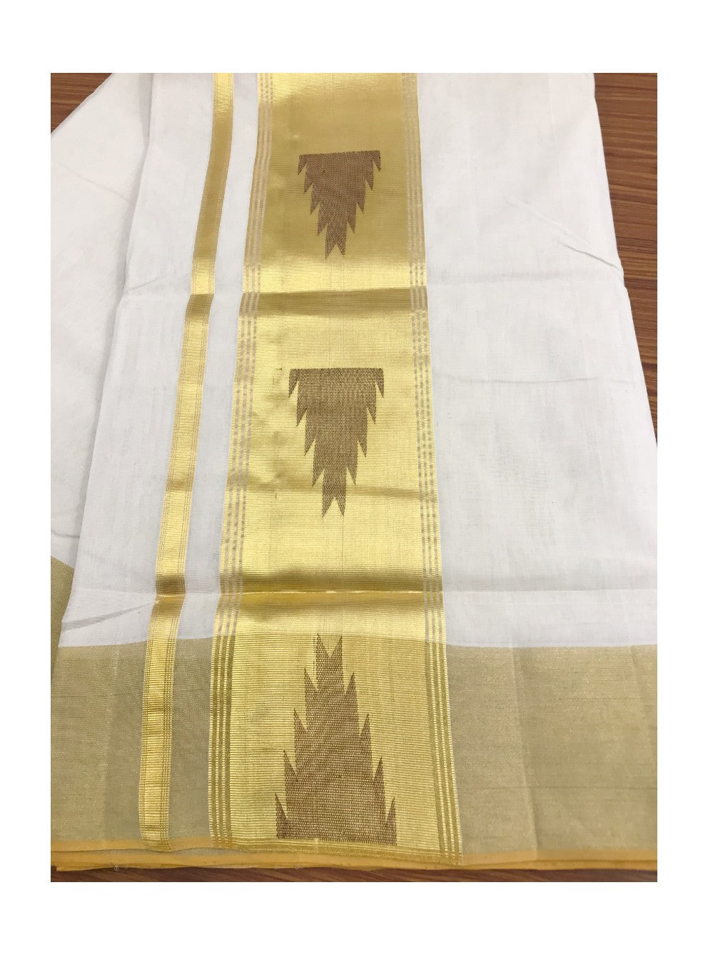KaithariKada HANDLOOM UNAKKUPAAV Balaramapuram Kerala Saree for Women - 100% PURE Cotton 6.25 Inch MAROON & Gold - Kasavu Kara - 4.