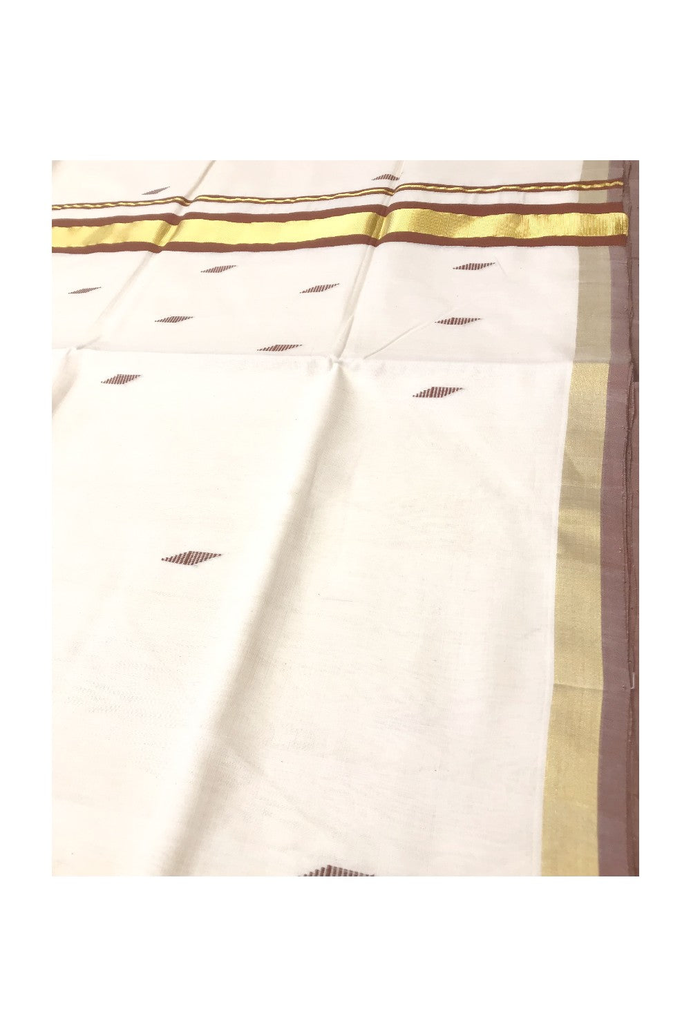 20% Discount KaithariKada HANDLOOM UNAKKUPAAV Balaramapuram Kerala Saree for Women - 100% PURE Cotton - 3.5inch Gold & Brown Kasavu Kara - 14.