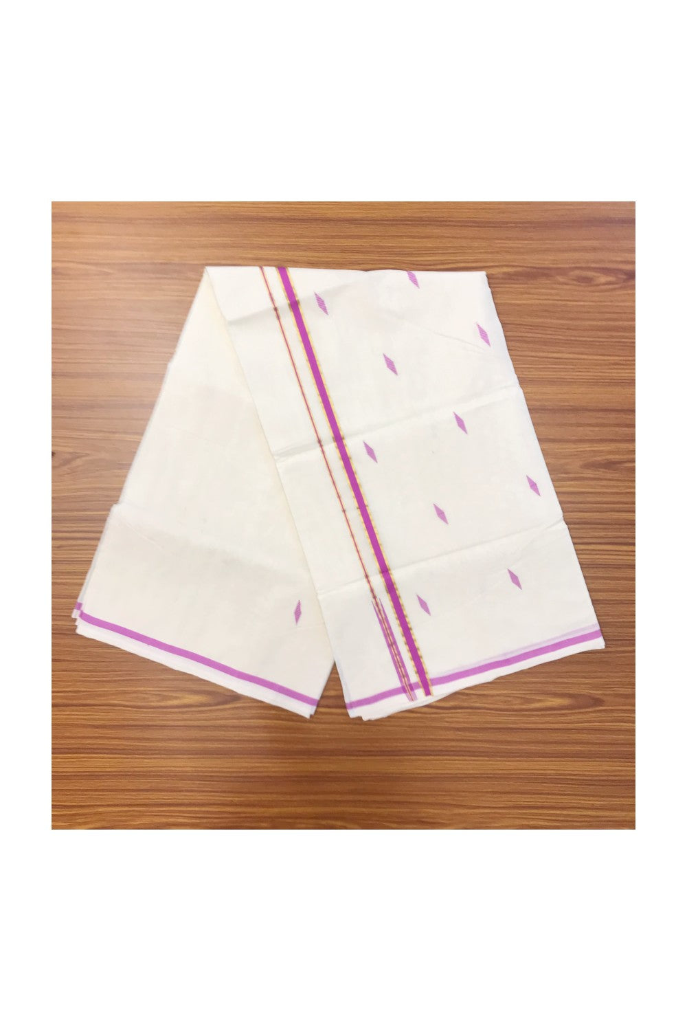 20% Discount KaithariKada HANDLOOM UNAKKUPAAV Balaramapuram Kerala Saree for Women - 100% PURE Cotton -1.75 Inch Gold Kasavu & Magentha Puliyilakkara Chutty Kara with Design - 20.