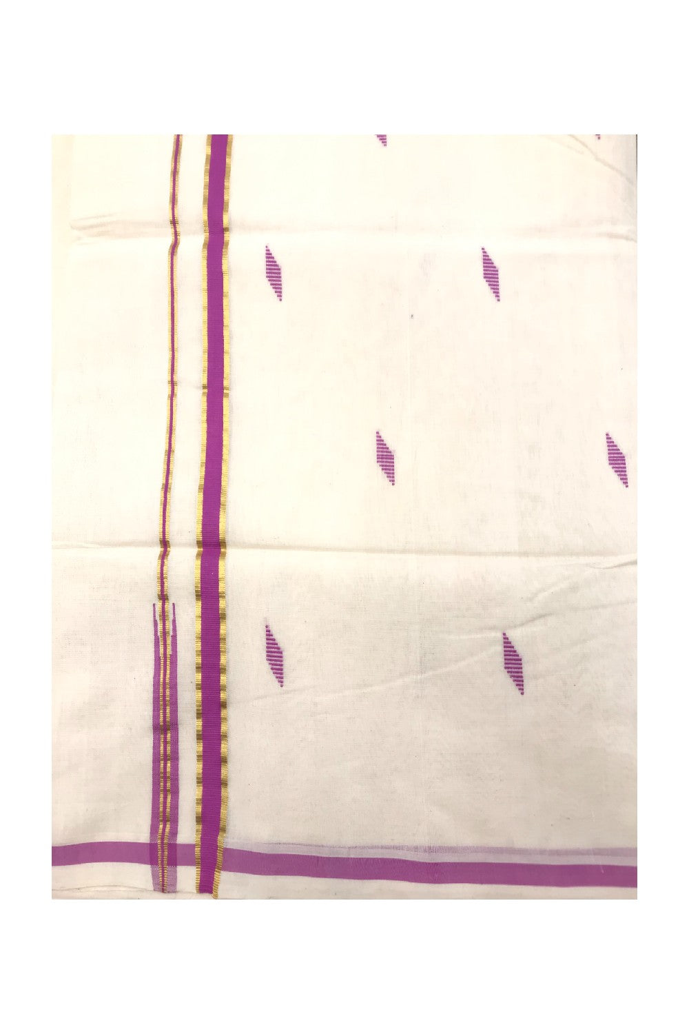 20% Discount KaithariKada HANDLOOM UNAKKUPAAV Balaramapuram Kerala Saree for Women - 100% PURE Cotton -1.75 Inch Gold Kasavu & Magentha Puliyilakkara Chutty Kara with Design - 20.