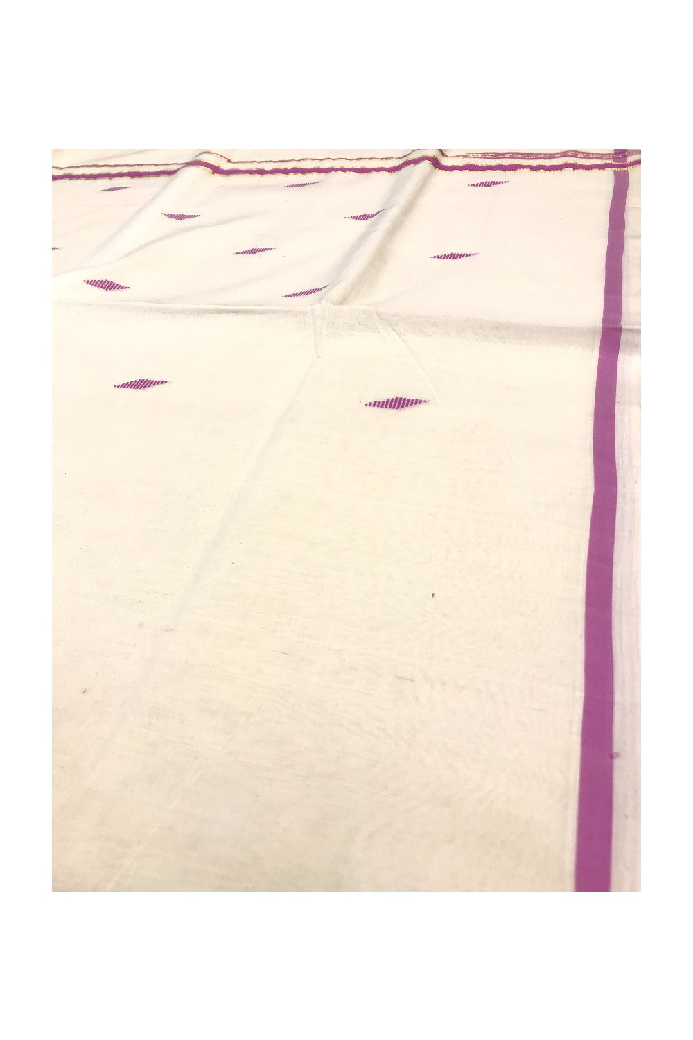 20% Discount KaithariKada HANDLOOM UNAKKUPAAV Balaramapuram Kerala Saree for Women - 100% PURE Cotton -1.75 Inch Gold Kasavu & Magentha Puliyilakkara Chutty Kara with Design - 20.