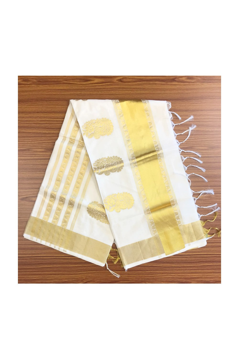 KaithariKada HANDLOOM UNAKKUPAAV Balaramapuram Kerala Saree for Women - 100% PURE Cotton with 24 Inch Kasavu Design Kara - 23.