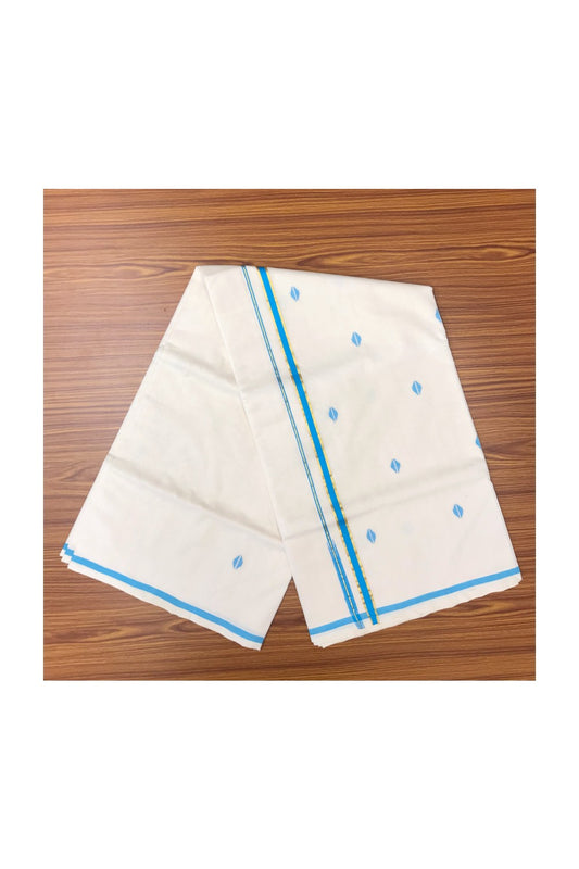 20% Discount KaithariKada HANDLOOM UNAKKUPAAV Balaramapuram - 100% PURE CottonKerala Saree for Women - 100% PURE Cotton  Puliyilakara Chutty - Kerala Saree for Women with Sky Blue Colour Design - STH029