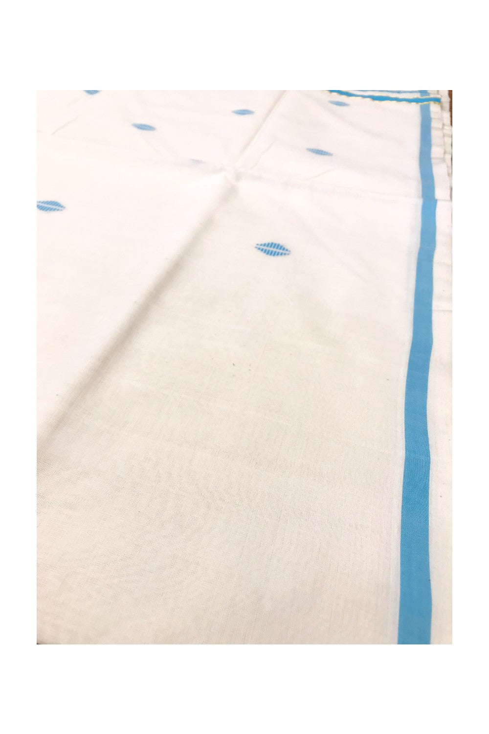 20% Discount KaithariKada HANDLOOM UNAKKUPAAV Balaramapuram - 100% PURE CottonKerala Saree for Women - 100% PURE Cotton Puliyilakara Chutty - Kerala Saree for Women with Sky Blue Colour Design - STH029