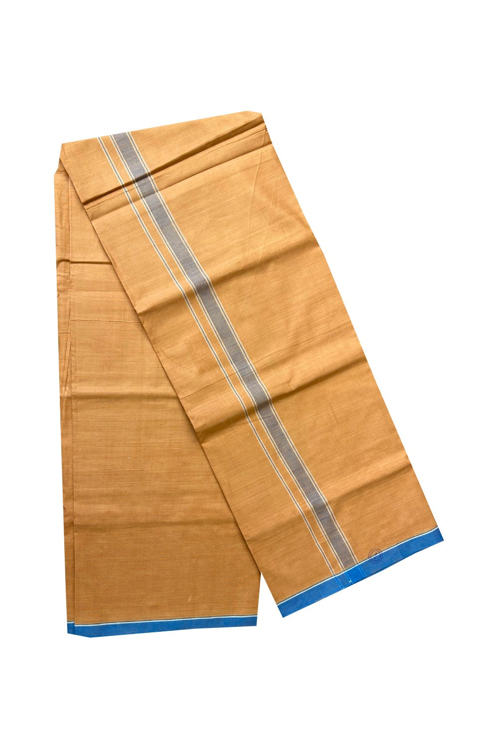 KaithariKada Kalamachal 100% Cotton Lungi/Kaily- KAVI - 0.75inch BLUE Border-44