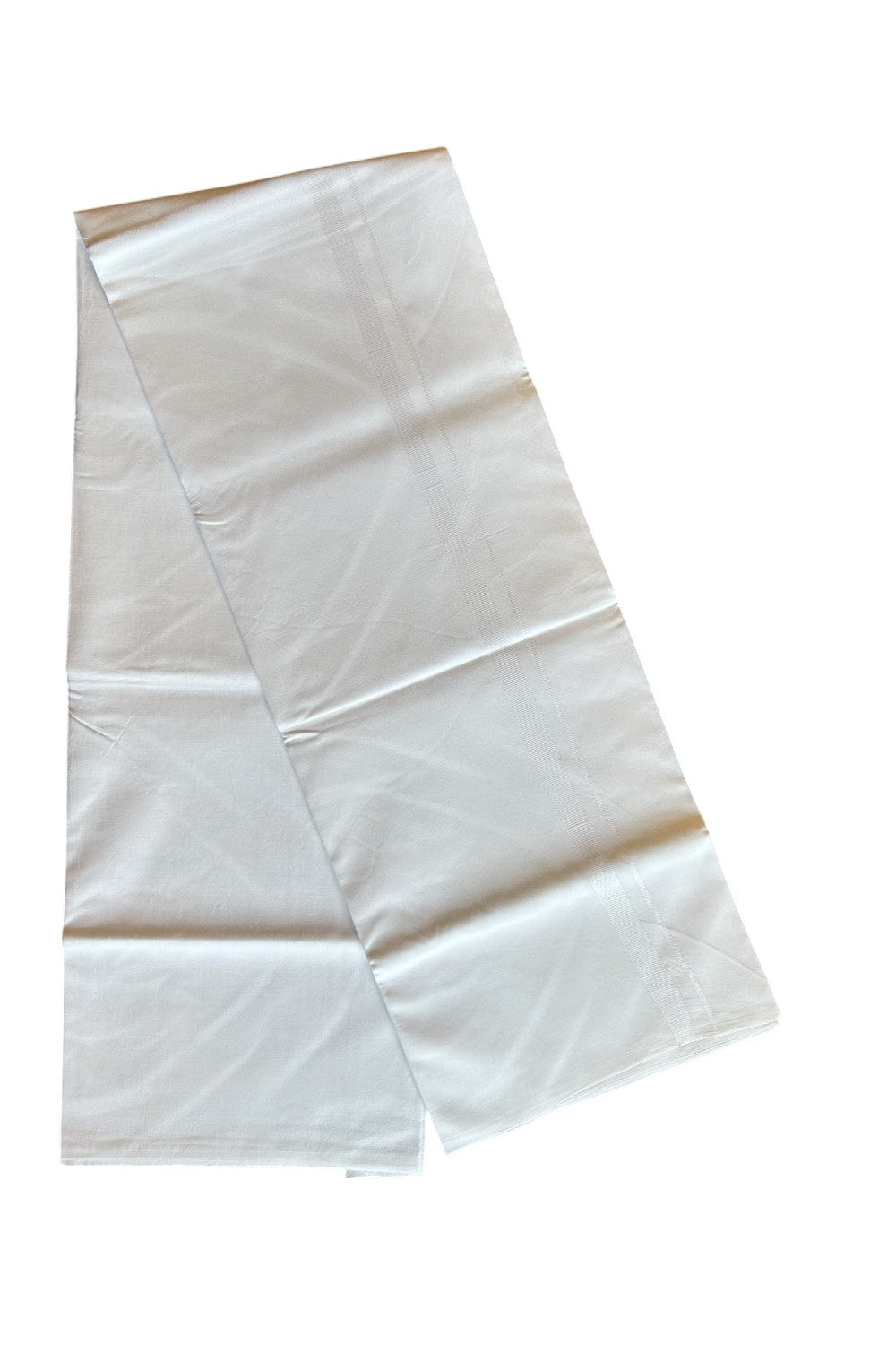 23% DISCOUNT ! KaithariKada Balaramapuram 100%  COTTON SINGLE PURE WHITE Mundu/Dhoti-100s Twisted- 0.5 inch White Kara (2 meter / 4 muzham) - 1KK5009ASH