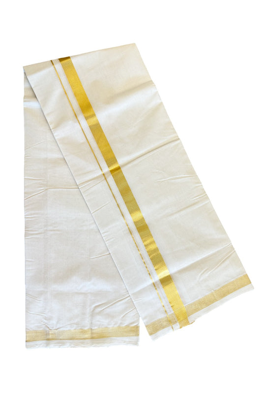 25% Discount!!! KaithariKada HANDLOOM UNAKKUPAAV Balaramapuram - 100% PURE Cotton off white Double - (Unbleached) Mundu/Dhoti - 1.75 inch Kasavu Kara - 1KK504RAM