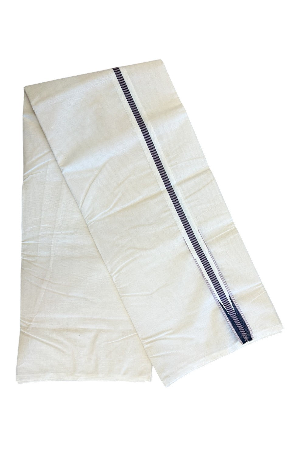SHORT DHOTI SPECIAL! Kaitharikada.com - 19% Discount! Balaramapuram Double Off white - (Unbleached) Mundu/Dhoti - 100X100 - 1.25 inch Kara & 45 inches Height  Puliyilakkara Lavender & Black Striped Chutty Kara 4.12 meters - 1KK5130ASH