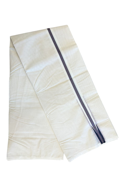 SHORT DHOTI SPECIAL! Kaitharikada.com - 19% Discount! Balaramapuram Double Off white - (Unbleached) Mundu/Dhoti - 100X100 - 1.25 inch Kara & 45 inches Height  Puliyilakkara Lavender & Black Striped Chutty Kara 4.12 meters - 1KK5130ASH