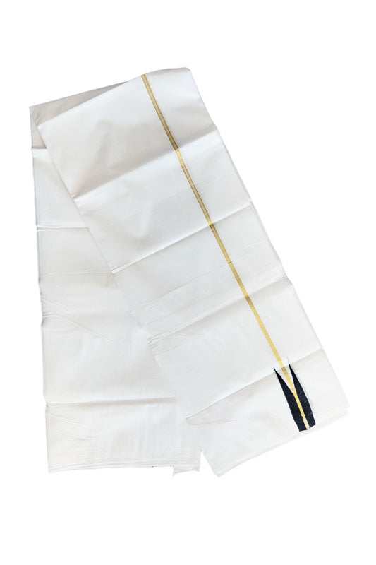 30% DISCOUNT!! KaithariKada Balaramapuram 100% Cotton PURE WHITE Double Mundu/Dhoti-100x100  1 Inch HANDLOOM  Puliyilakkara  BLACK AND KASAVU Chutty Pattern KARA-KK47ASH-1.