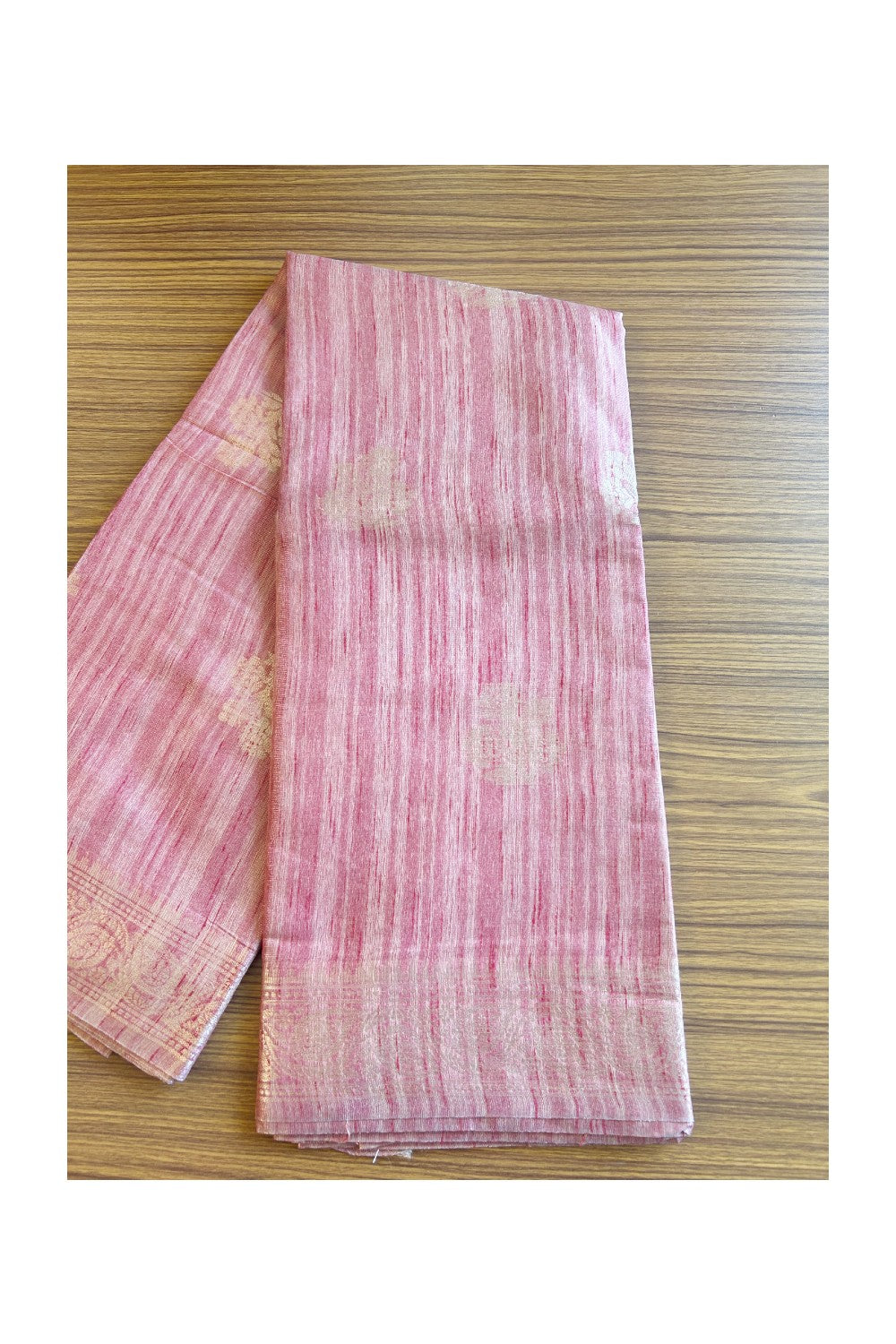 KaithariKada- Balaramapuram Saree - 100% PURE Cotton Silk - Pink Red Design - 1KK1004DHA.
