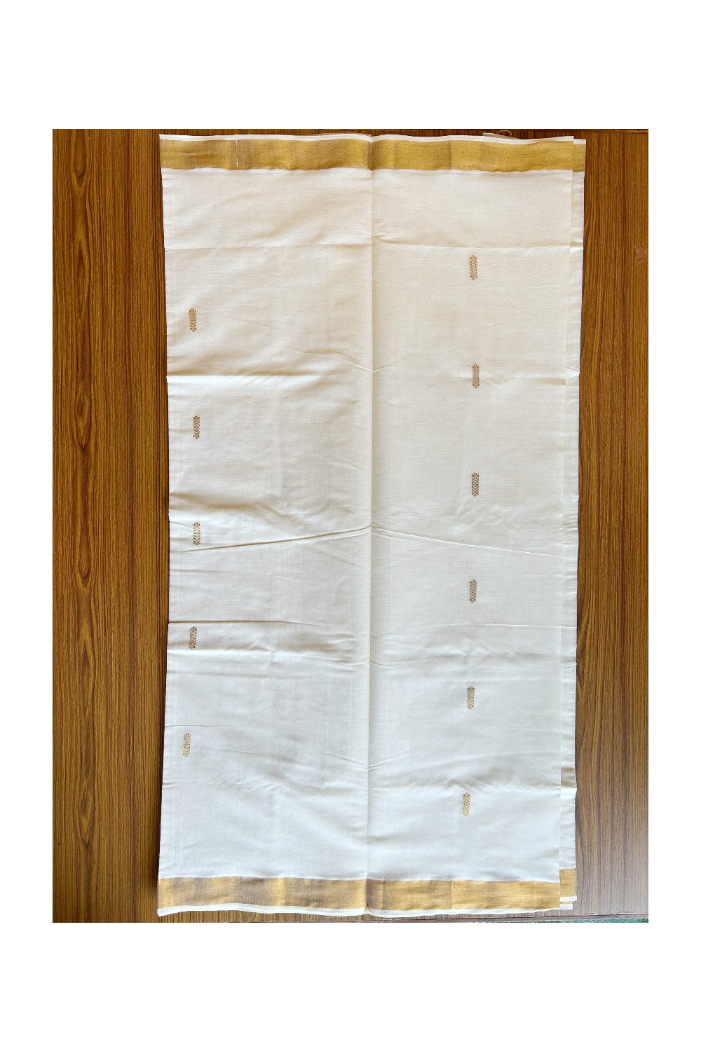 25% Discount! Kaitharikada Kerala Cotton Saree Off white - 12 inch Kasavu Saree with Butterfly Pattern putta Design - 1KK1003HAR