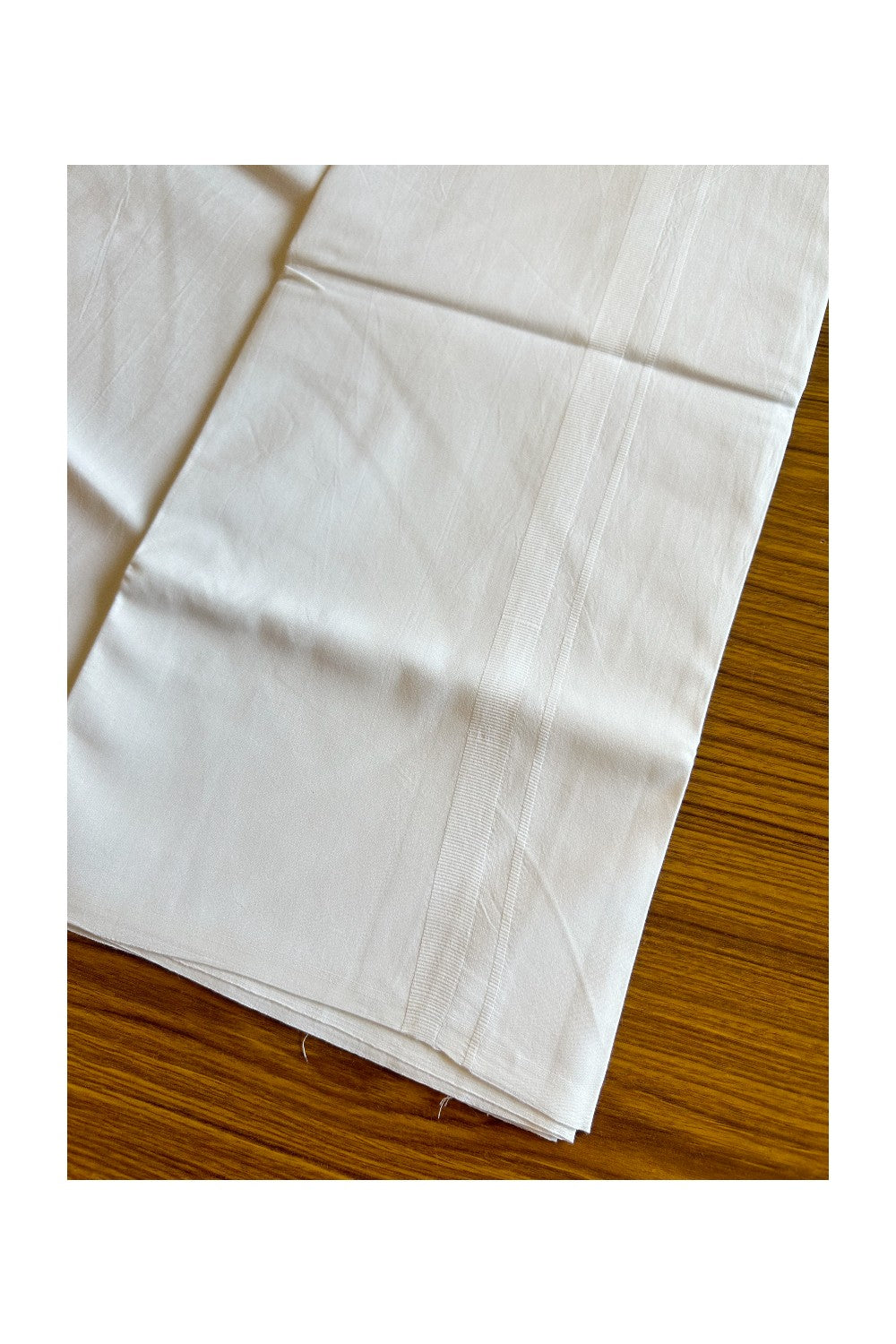23% DISCOUNT ! KaithariKada Balaramapuram 100%  COTTON SINGLE PURE WHITE Mundu/Dhoti-100s Twisted- 0.5 inch White Kara (2 meter / 4 muzham) - 1KK5009ASH