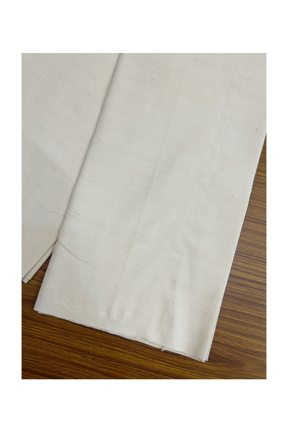 30%DISCOUNT!! SIGNATURE KAITHARIKADA EXCLUSIVE SINGLE DHOTI - 100% Cotton Balaramapuram HANDLOOM Single Mundu/Dhoti - Off White - (Unbleached) 0.75 inch White Kara (1.90 meter / 4 muzham)- 1KK5194KAI