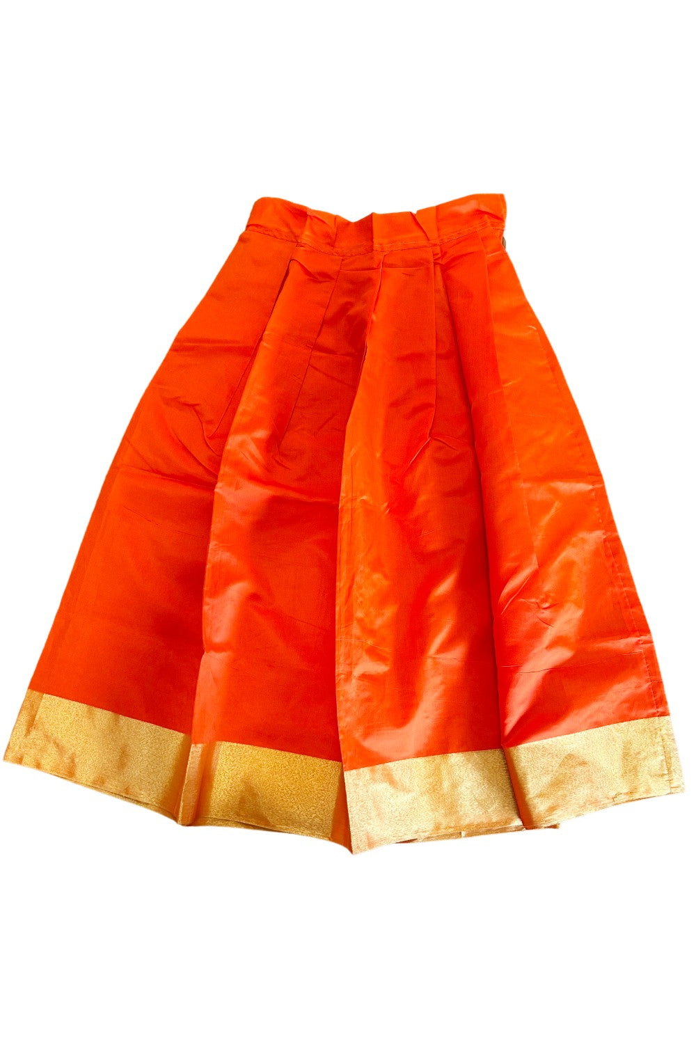 Midukki-Traditional South Indian Kids Pattu Pavada- Yellow tissue top orange skirt- Age 12 - KK12MID001