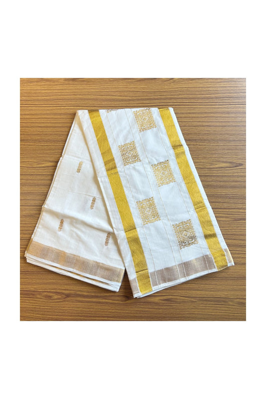 25% Discount! Kaitharikada Kerala Cotton Saree Off white - 12 inch Kasavu Saree with  Designed Pattern putta Design - 10KK1003HAR