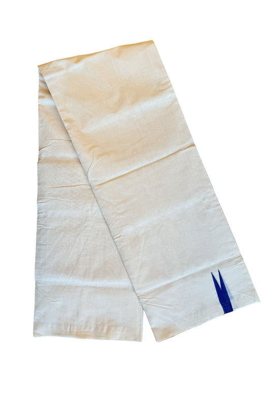 30% DISCOUNT!! KaithariKada HANDLOOM Unakkupaav Balaramapuram - 100% PURE Cotton OFF White (Unbleached) Double Mundu/Dothi - White kara Dark blue puliyilakkara Chutty - 10KK203RAM