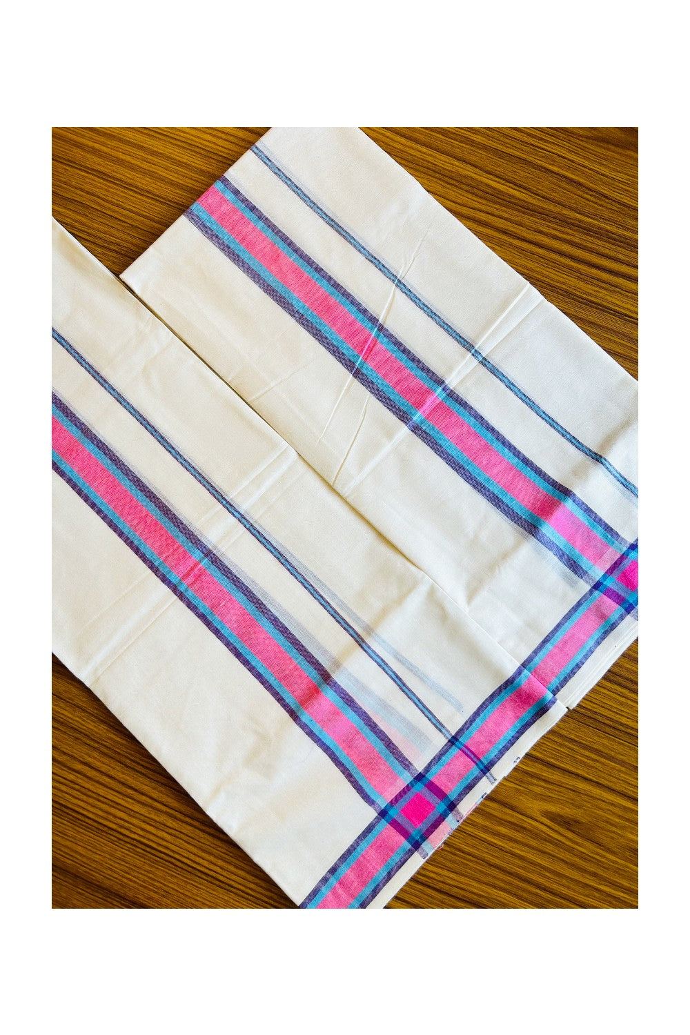 16% Discount!! KaithariKada - Kerala Cotton Single Set Mundu - Violet Blue & Pink  Kara - 10KK301VIN