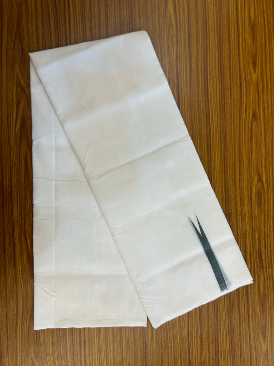 25% Discount!! NEW ULTRA PURE WHITE THREAD HANDLOOM Balaramapuram - 100% MERCERISED Cotton Double Mundu/Dhoti - 120 twisted warp x 80s weft - Dark Green Chutty Kara- 10KK5248 REA
