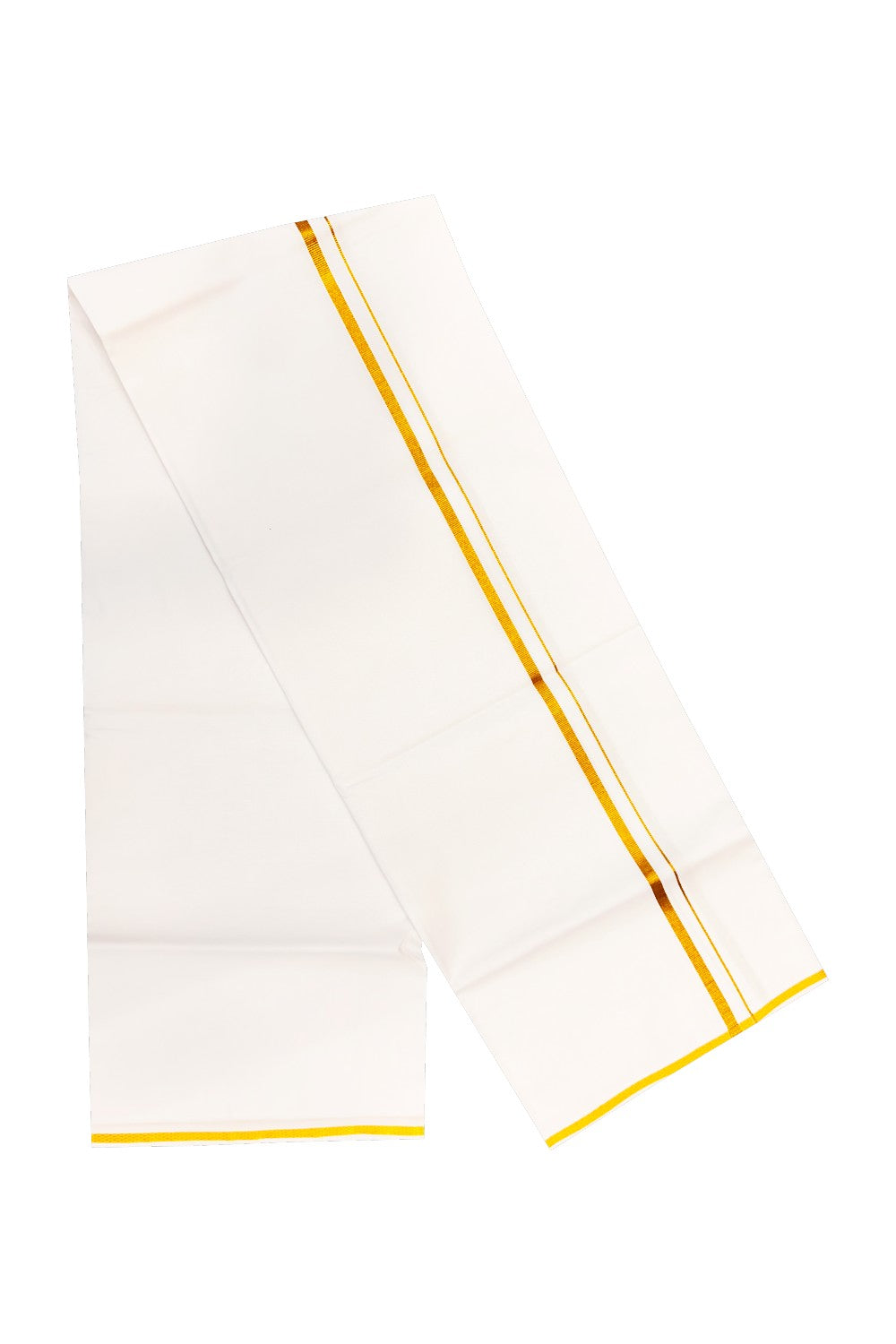 15% OFFER!! KaithariKada 100% Cotton PURE WHITE SINGLE Mundu/Dhoti-40X40 0.75 inch (2 meter / 4 muzham) KASAVU Zazri Kara- 10sar