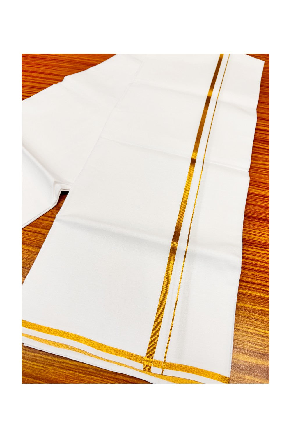 15% OFFER!! KaithariKada 100% Cotton PURE WHITE SINGLE Mundu/Dhoti-40X40 0.75 inch (2 meter / 4 muzham) KASAVU Zazri Kara- 10sar