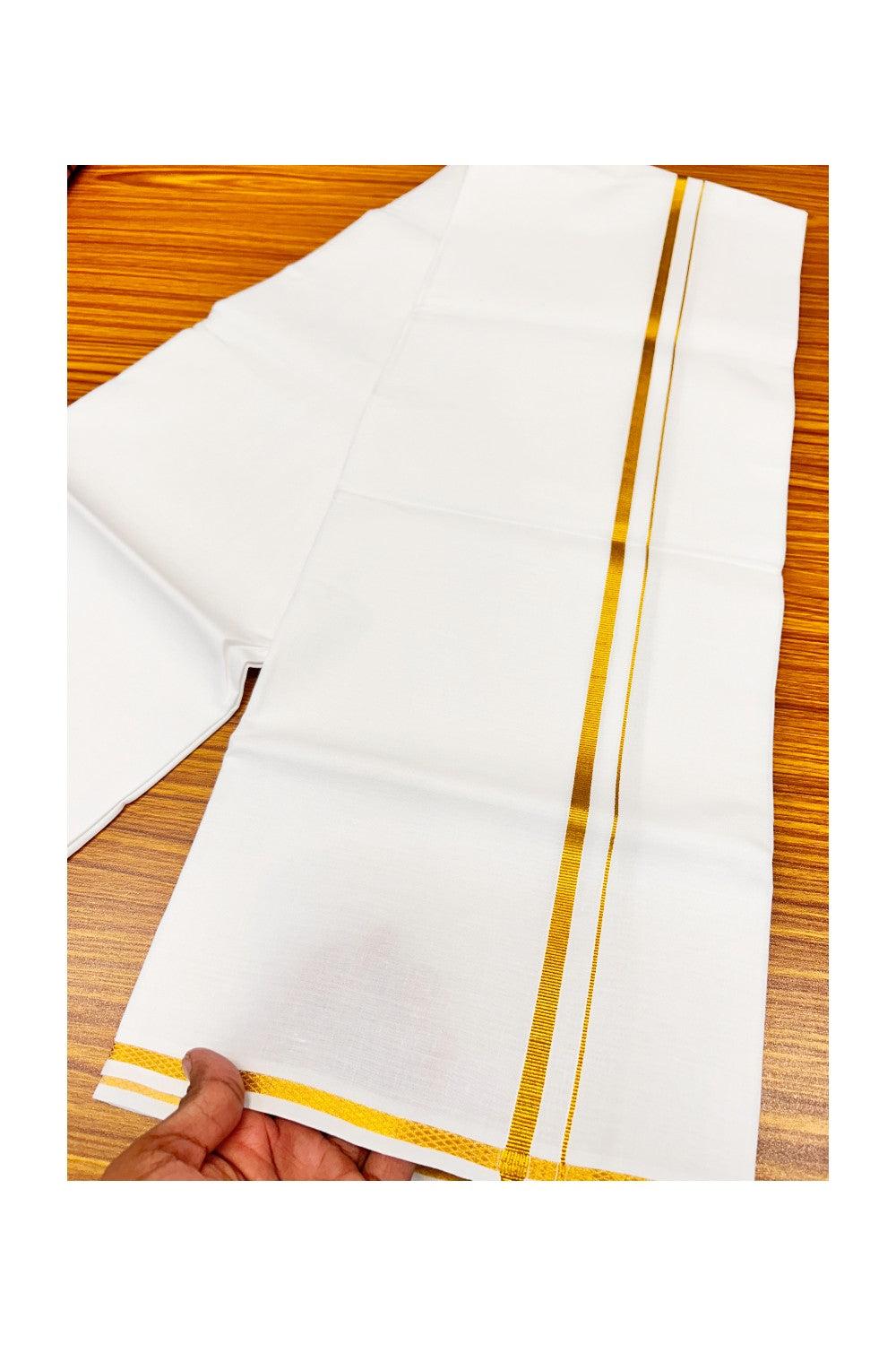 15% OFFER!! KaithariKada 100% Cotton PURE WHITE SINGLE Mundu/Dhoti-40X40 0.75 inch (2 meter / 4 muzham) KASAVU Zazri Kara- 10sar