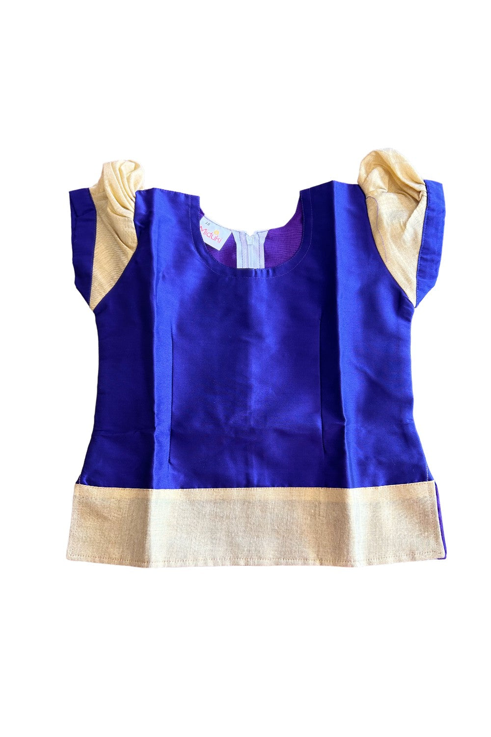 Midukki-Traditional South Indian Kids Pattu Pavada- Violet top offwhite check skirt- Age 3 - KK3MID0010