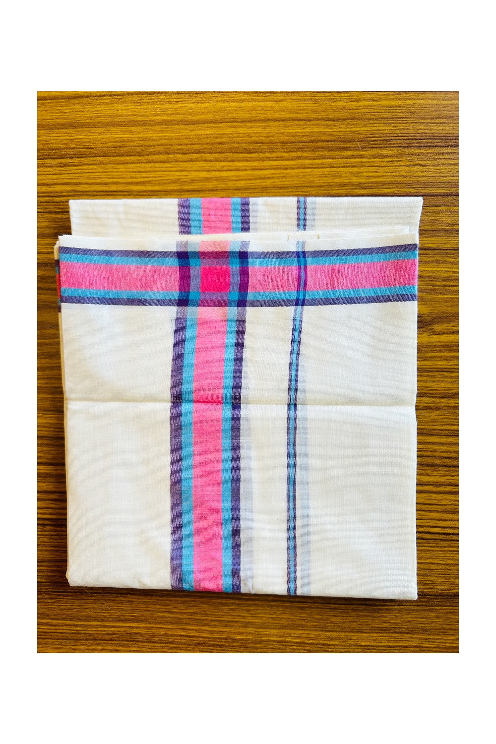 16% Discount!! KaithariKada - Kerala Cotton Single Set Mundu - Violet Blue & Pink  Kara - 10KK301VIN