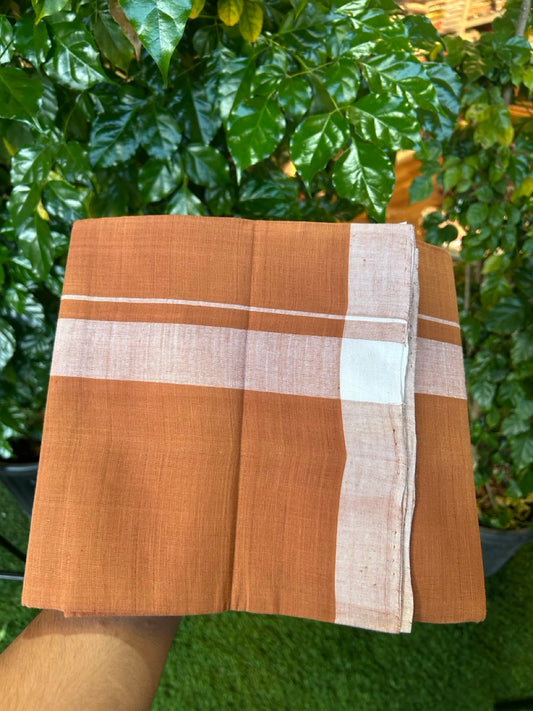 Handloom Single Hallmarked - 6% Discount !! KaithariKada 100% Pure Cotton - Mundu/Dhoti Kavi Body White 1.5 inch Kara- (2 meter / 4 muzham)- 11 KK8030 ELA