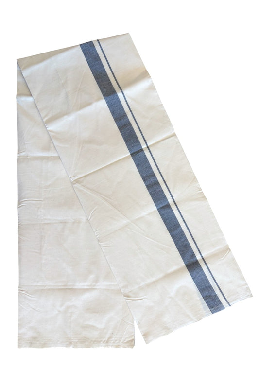 6% DISCOUNT ! KaithariKada Balaramapuram 100% COTTON SINGLE OFF WHITE - (Unbleached) Mundu/Dhoti - Twisted 100s Thread - 1.5 inch Ash Black Kara (2 meter / 4 muzham)  - 11KK497ASH