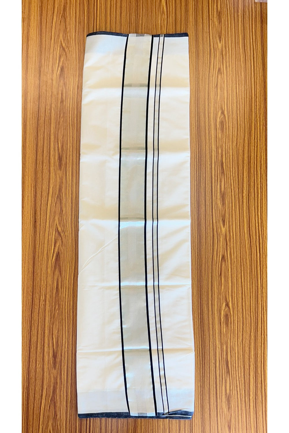 28% Discount KaithariKada HANDLOOM MILPAAV Balaramapuram Kerala Saree for Women- 100% PURE  COTTON  - Black & Silver Striped KARA - 11KK121RAM