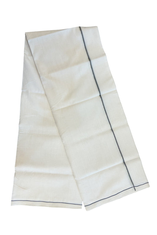 25% Discount!!! KaithariKada HANDLOOM UNAKKUPAAV Balaramapuram - 100% PURE Cotton OFF WHITE (Unbleached) Double Mundu/Dhoti - 80x90 - 0.6 cm Silver kasavu Black Muthukkuri kara  4 Mtr (8.5 Muzham) - 12KK5235 YAR