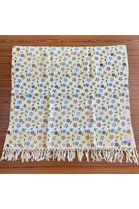 16% Discount! Kaitharikada - Pure Cotton Honey Comb Flower Pattern - 30 x 60 inch - 14KK126SAR