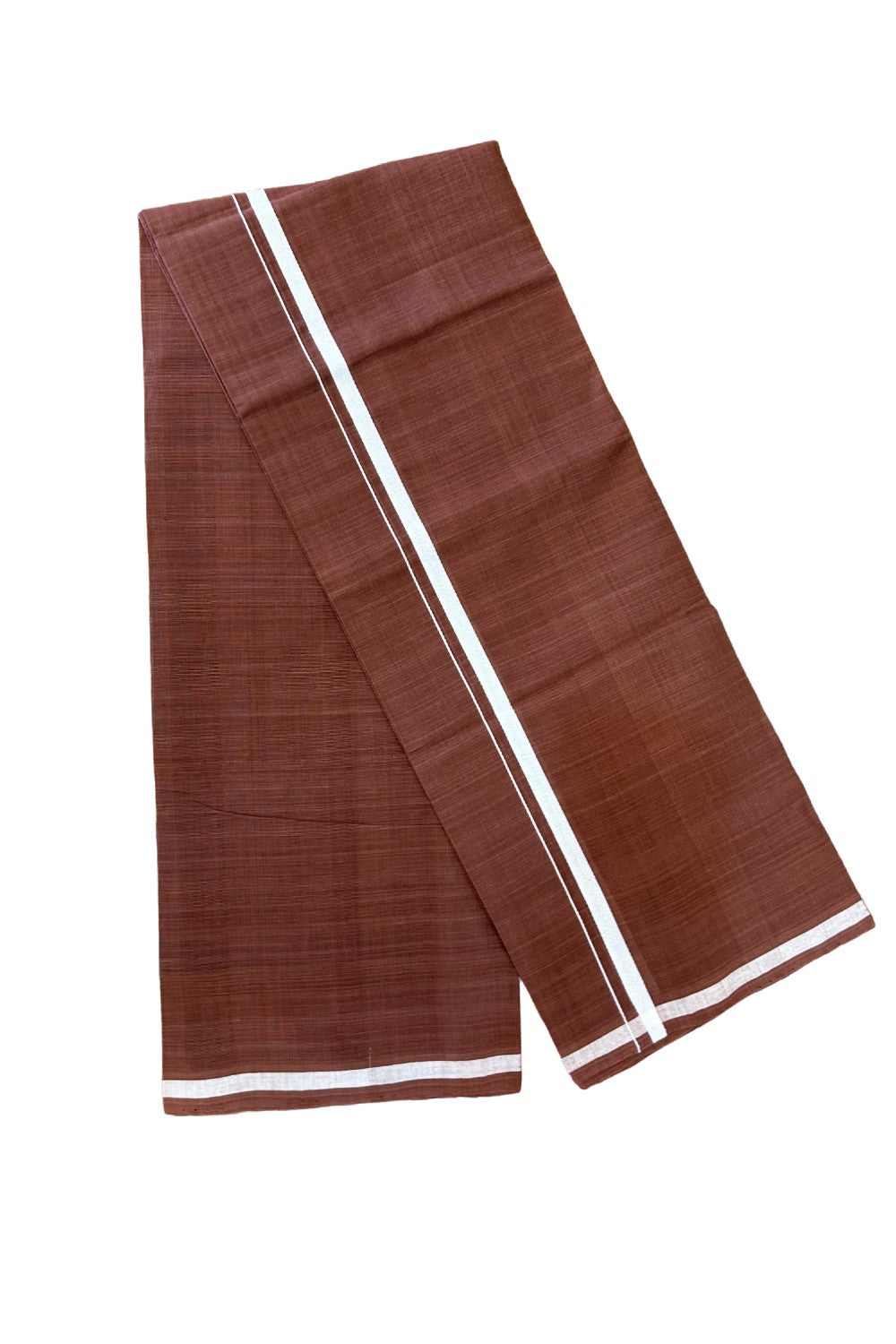 KaithariKada 100% Pure Cotton - HANDLOOM Single Mundu/Dhoti  Brown COLOUR BODY & White  0.75 inch Kara- 14K474VIN