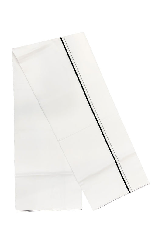 21% OFFER!! KaithariKada WRINKLE FREE Cotton PURE WHITE SINGLE Mundu/Dhoti-40X40 Dark Green 1.5 cm (2 meter / 4 muzham) Kara- 14uat