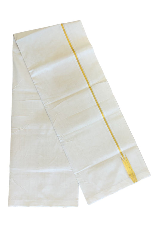 30% DISCOUNT!! KaithariKada HANDLOOM UNAKKUPAAV Balaramapuram - 100% PURE Cotton OFF White - (Unbleached) Double Mundu/Dothi - 2 cm Kasavu puliyilakkara chutty - 15KK476RAM