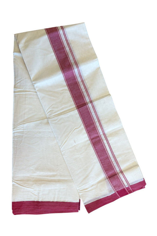 35% Discount KaithariKada Balaramapuram 100% Cotton Double Off white - (Unbleached) - Mundu/Dhoti- 100x80 - 2.25.inch Red Kara 3.75 mtr  (8 Muzham)-159